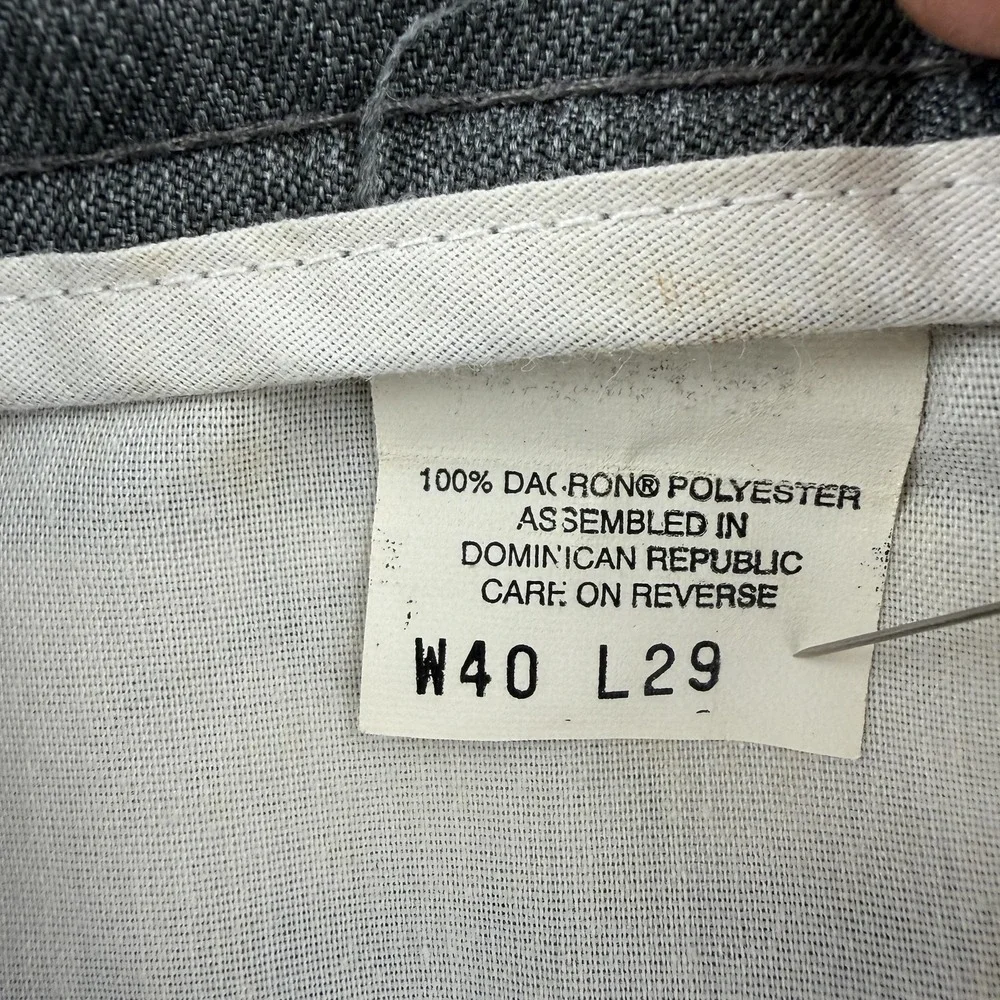 Vintage Levis Action Slacks Mens 40x29 Gray Flat Front Dress Pants Office 80s